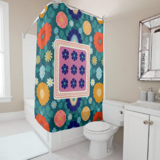 Groovy Sunflowers and Botanical Blooms Shower Curtain