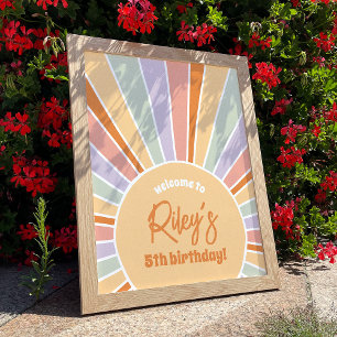 Groovy Sunshine Girl Birthday Party Welcome Sign