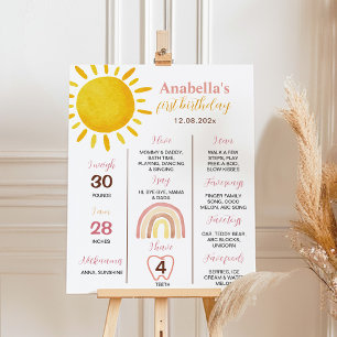 Groovy Sunshine Rainbow Birthday Milestone Poster