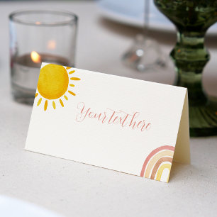 Groovy Sunshine Rainbow Place Card Birthday Party