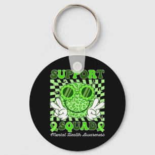 Groovy Support Mental Health Awareness Green Key Ring