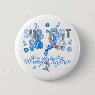 Groovy Support Squad Blue Ribbon Diabetes Awarenes 6 Cm Round Badge