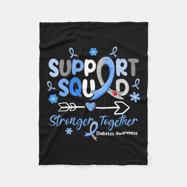 Groovy Support Squad Blue Ribbon Diabetes Awarenes Fleece Blanket (Front)