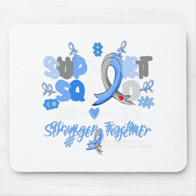 Groovy Support Squad Blue Ribbon Diabetes Awarenes Mouse Mat (Front)