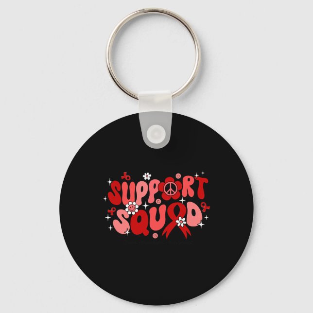 Groovy Support Squad Brain Aneurysm Awareness Gift Key Ring (Front)