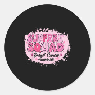 Groovy Support Squad Breast Cancer Awareness Pink  Classic Round Sticker