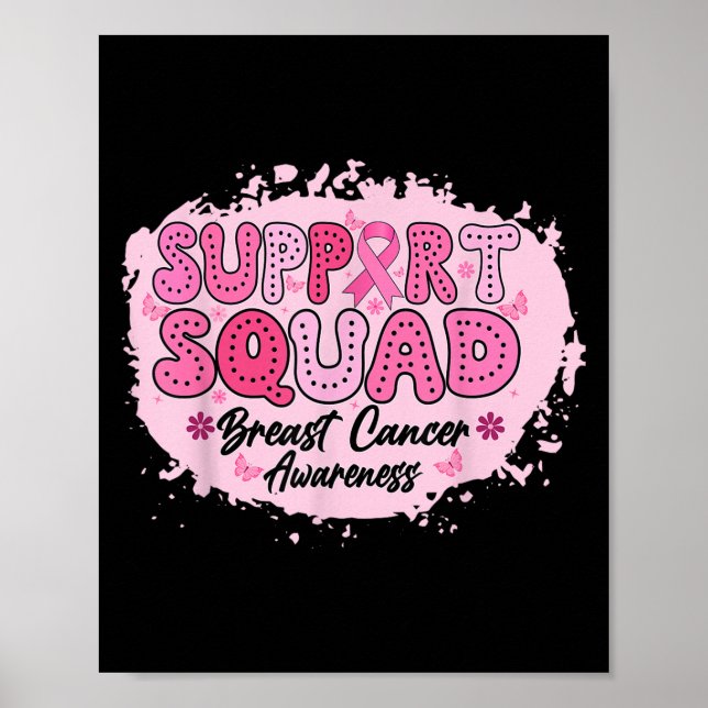 Groovy Support Squad Breast Cancer Awareness Pink  Poster (Front)
