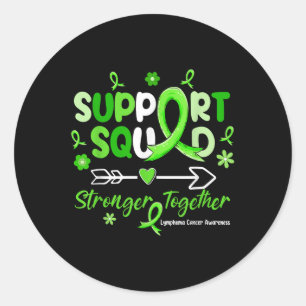 Groovy Support Squad Green Ribbon Lymphoma Cancer Classic Round Sticker