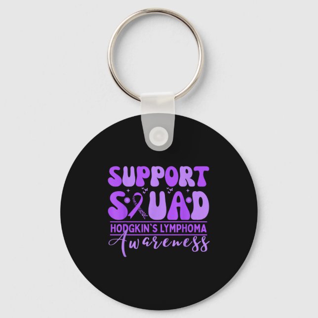 Groovy support squad hodgkins lymphoma lavender key ring (Front)
