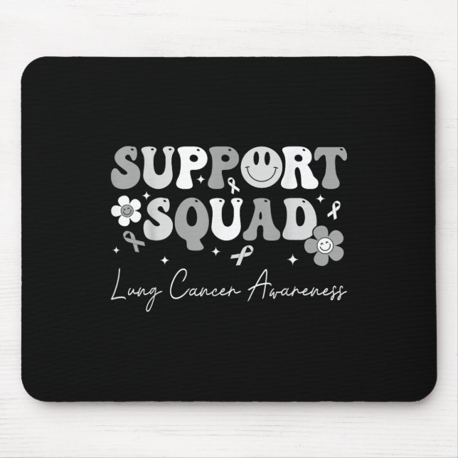 Groovy Support Squad Lung Cancer Awareness White R Mouse Mat (Front)