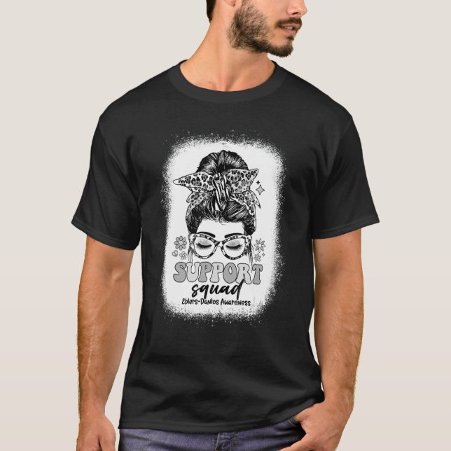 Groovy Support Squad Messy Bun Ehlers Danlos Aware T-Shirt (Front)