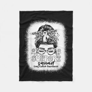 Groovy Support Squad Messy Bun Lung Cancer Awarene Fleece Blanket