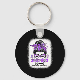 Groovy Support Squad Messy Bun Overdose Awareness Key Ring