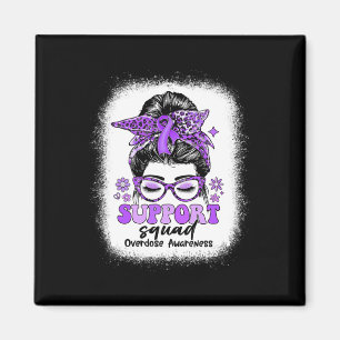 Groovy Support Squad Messy Bun Overdose Awareness Magnet