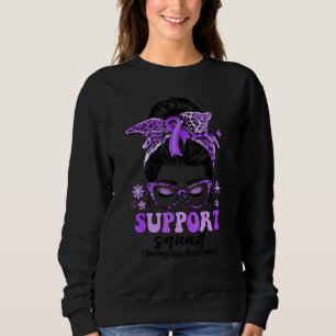 Groovy Support Squad Messy Bun Women Fibromyalgia  Sweatshirt