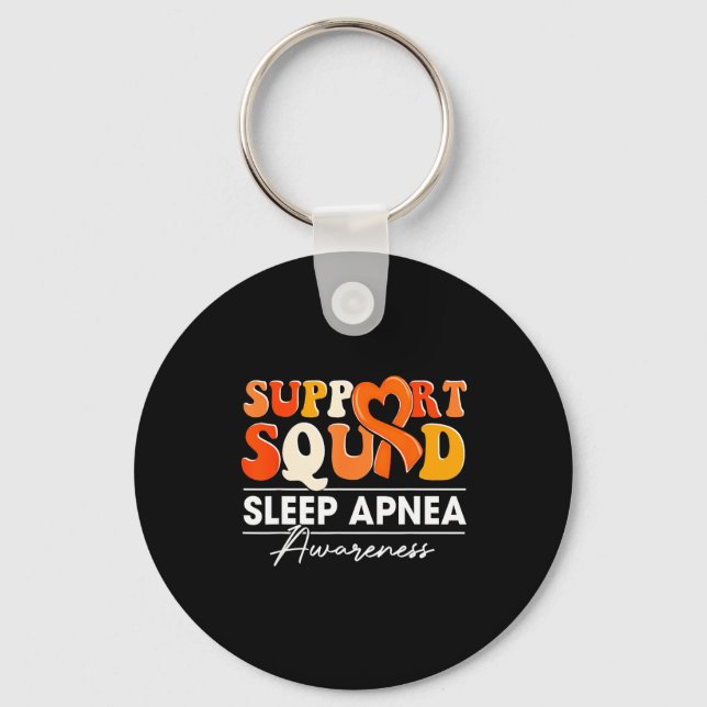 Groovy Support Squad Orange Ribbon Sleep Apnea Awa Key Ring (Front)