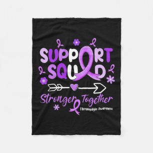 Groovy Support Squad Purple Ribbon Fibromyalgia Aw Fleece Blanket