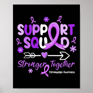 Groovy Support Squad Purple Ribbon Fibromyalgia Aw Poster