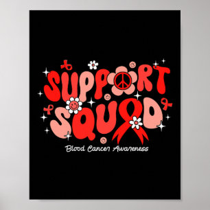 Groovy Support Squad Red Ribbon Blood Cancer Aware Poster