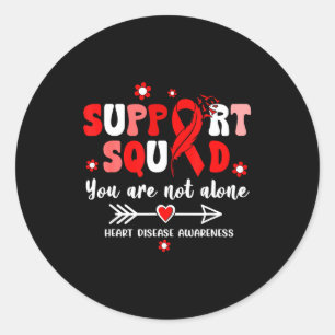 Groovy Support Squad Red Ribbon Heart Disease Awar Classic Round Sticker