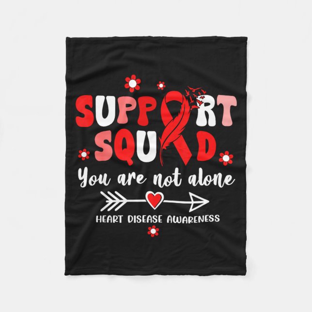Groovy Support Squad Red Ribbon Heart Disease Awar Fleece Blanket (Front)