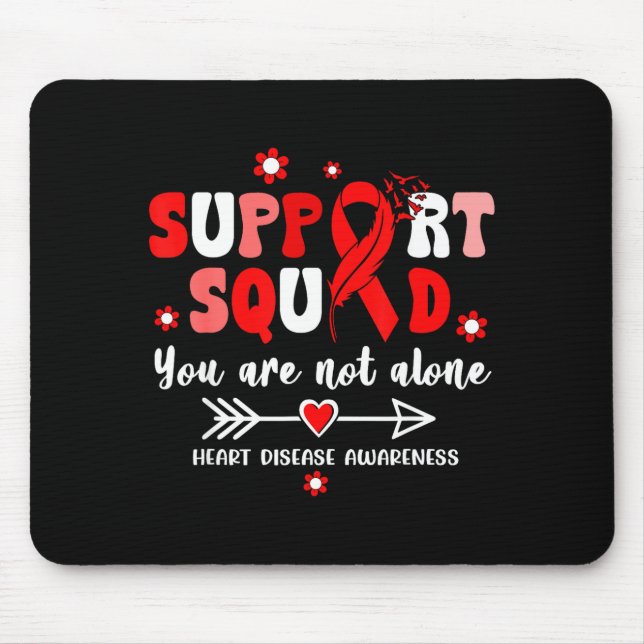 Groovy Support Squad Red Ribbon Heart Disease Awar Mouse Mat (Front)