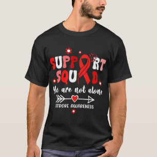 Groovy Support Squad Red Ribbon Stroke Awareness G T-Shirt