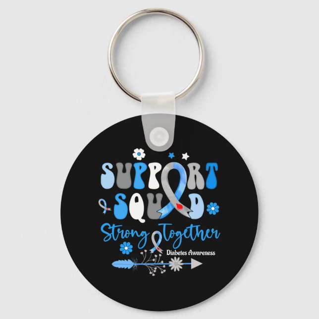 Groovy Support Squad Ribbon T1d Diabetes Awareness Key Ring (Front)