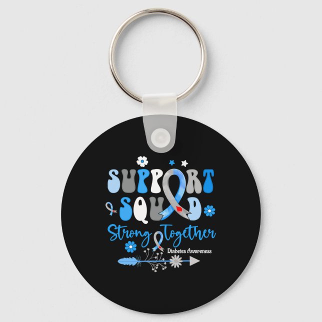 Groovy Support Squad Ribbon T1d Diabetes Awareness Key Ring (Front)