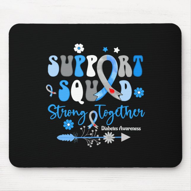 Groovy Support Squad Ribbon T1d Diabetes Awareness Mouse Mat (Front)