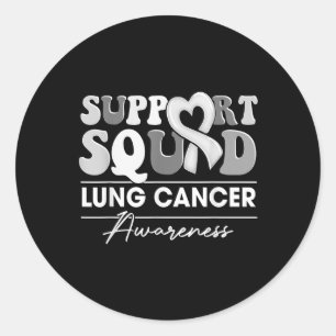 Groovy Support Squad White Ribbon Lung Cancer Awar Classic Round Sticker