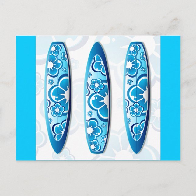 Groovy Surfboard with a flower design Postcard (Front)