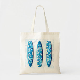 Groovy Surfboard with a flower design Tote Bag