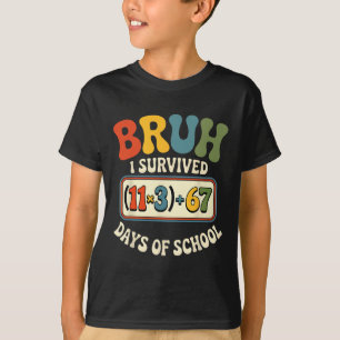 Groovy Survived 100 Days School Bruh Math Equation T-Shirt