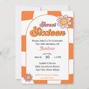 Groovy Sweet 16 Birthday Party Invitation