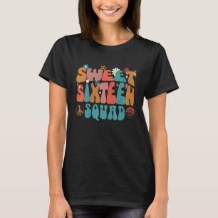 Groovy Sweet 16 Sixteen Birthday Girl SQUAD Party T-Shirt