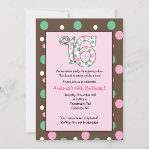 GROOVY Sweet 16 Sixteen Birthday Party Invitation