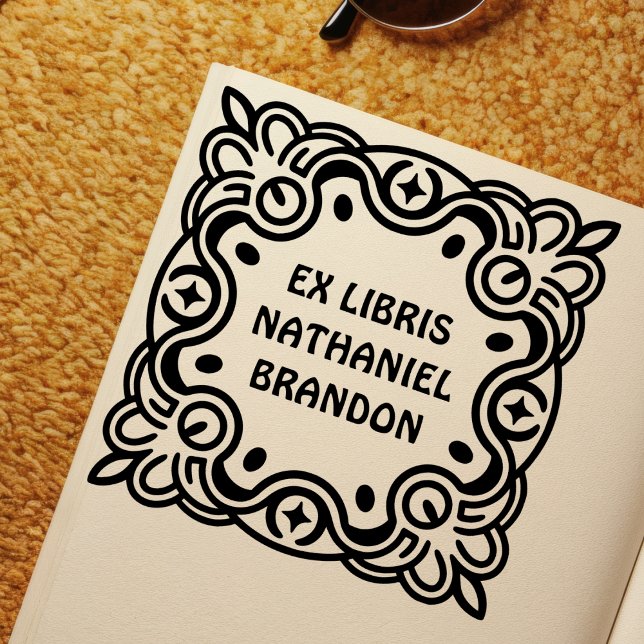 Groovy Swirls Ex Libris Self-Inking Book Stamp (Creator Uploaded)