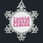 Groovy Tackle Breast Cancer Awareness  Snowflake Pewter Christmas Ornament<br><div class="desc">Groovy Tackle Breast Cancer Awareness</div>