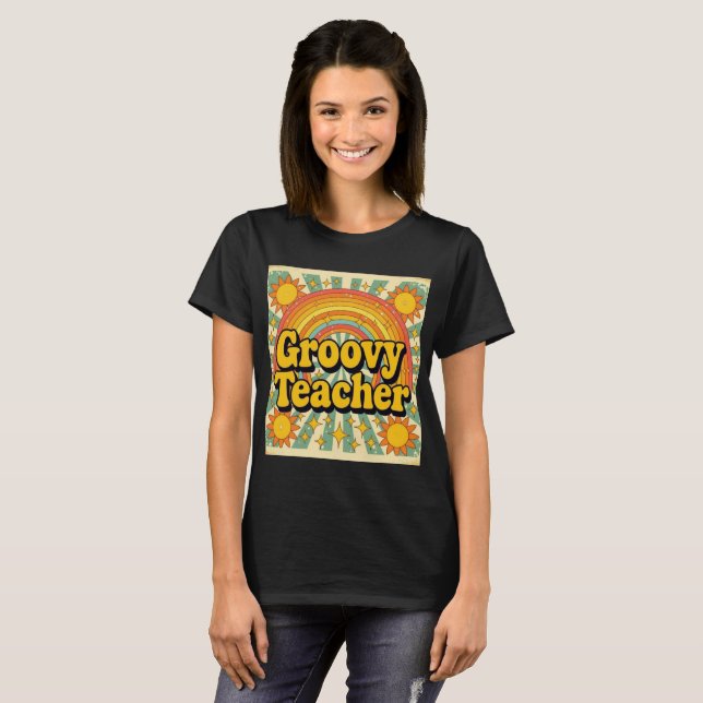 Groovy Teacher appreciation  Cute Retro Style  T-Shirt (Front Full)