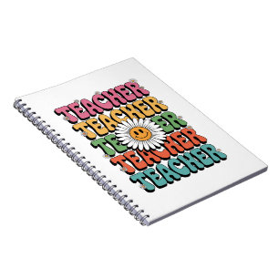 Groovy Teacher Cute Daisy Flower Retro Back School Notebook