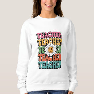 Groovy Teacher Cute Daisy Flower Retro Back School Sweatshirt
