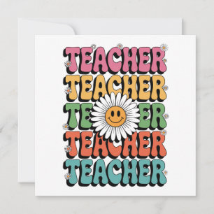 Groovy Teacher Cute Daisy Flower Retro Back School Thank You Card