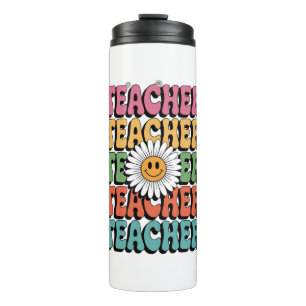Groovy Teacher Cute Daisy Flower Retro Back School Thermal Tumbler