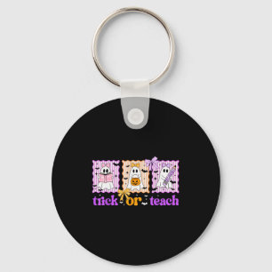 Groovy Teacher Halloween Trick Or Teach Ghost Men  Key Ring