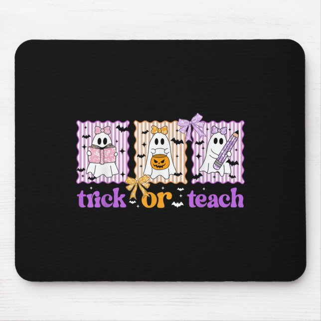 Groovy Teacher Halloween Trick Or Teach Ghost Men  Mouse Mat (Front)