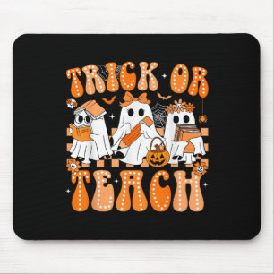 Groovy Teacher Halloween Trick Or Teach Ghost Men Mouse Mat