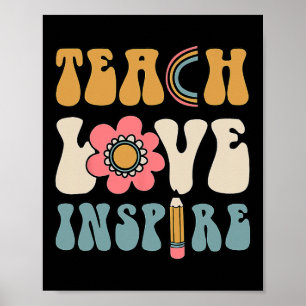 Groovy Teacher Inspirational Happy Back To School  Poster