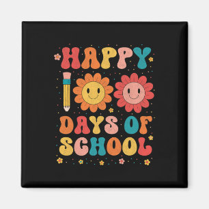 Groovy Teacher Student 100th Day Of School Happy 1 Magnet
