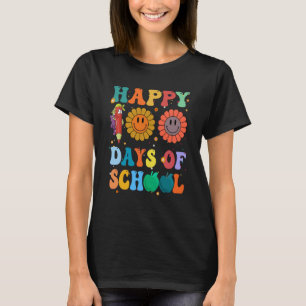 Groovy Teacher Student 100th Day Of School Happy 1 T-Shirt